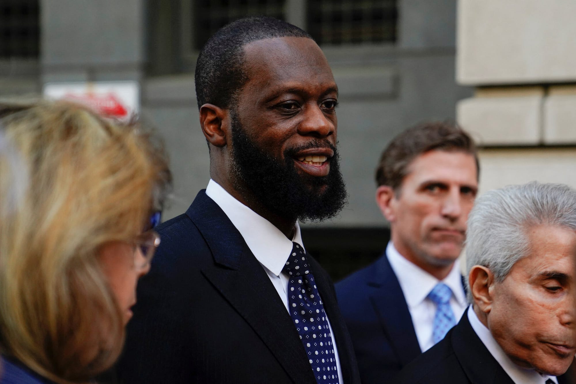 <span style="white-space: pre-wrap;">Pras Michel arriving at federal court in Washington, D.C., during his 2023 trial.</span>