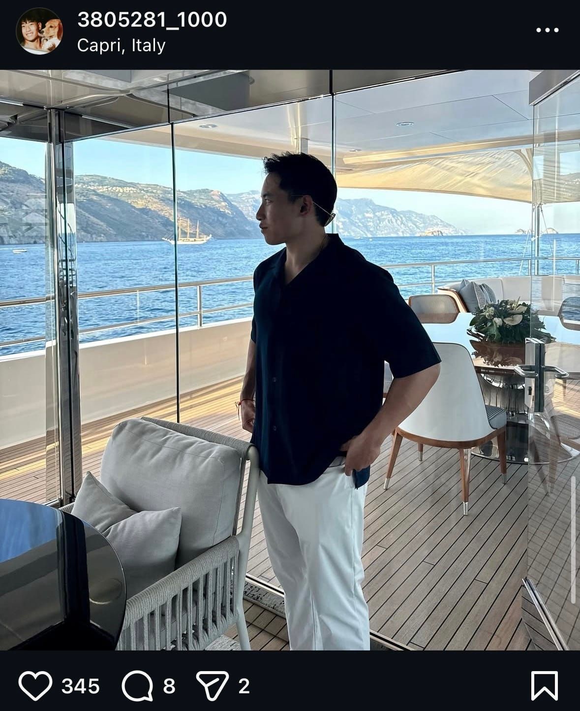 Kant Tanyawong on the Wanderlust superyacht in Capri