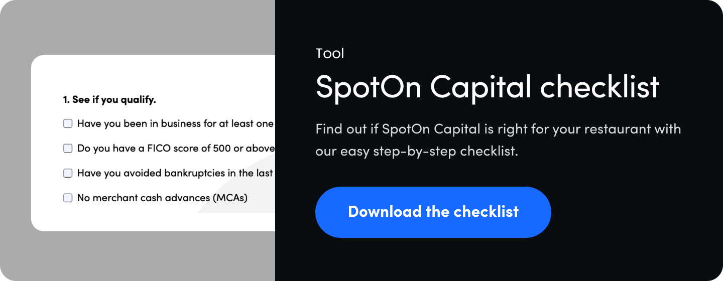 SpotOn Capital checklist