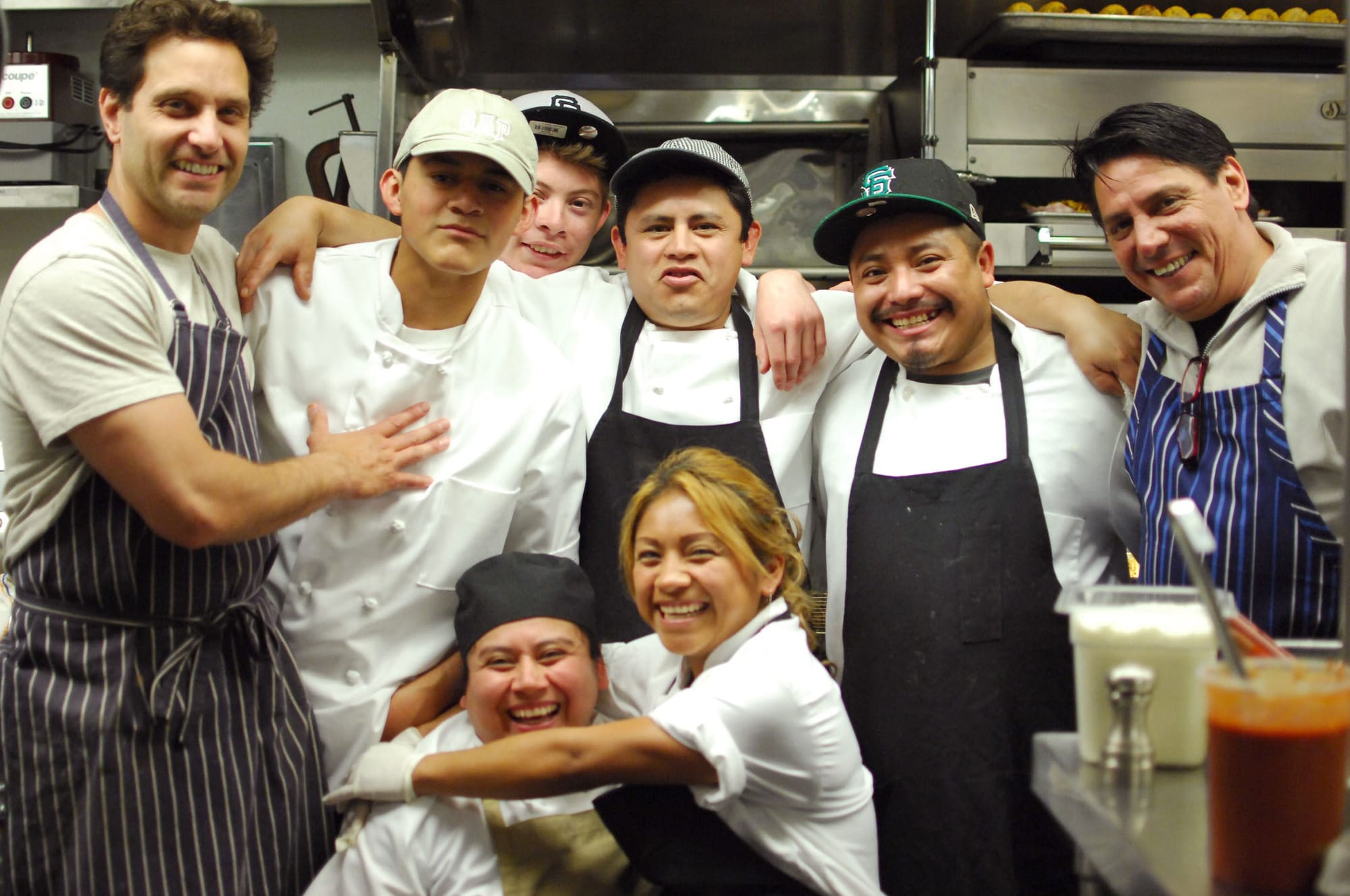 Restaurant staff in the back of house