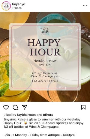 Tiny's and the Bar Upstairs instagram