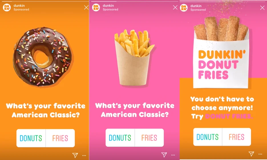 Dunkin' Donuts social post quizzes.