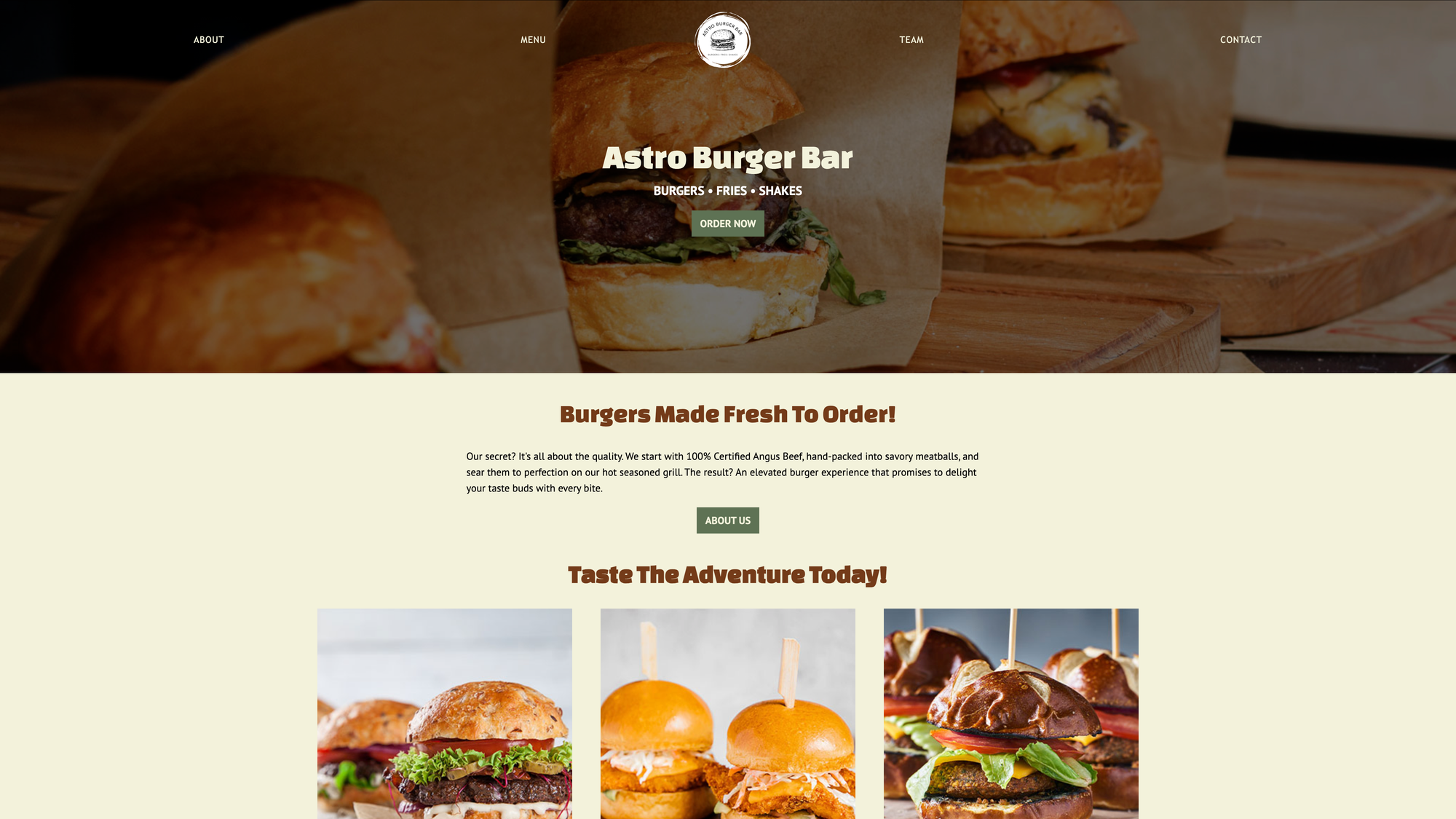 Website for Astro Burger Bar