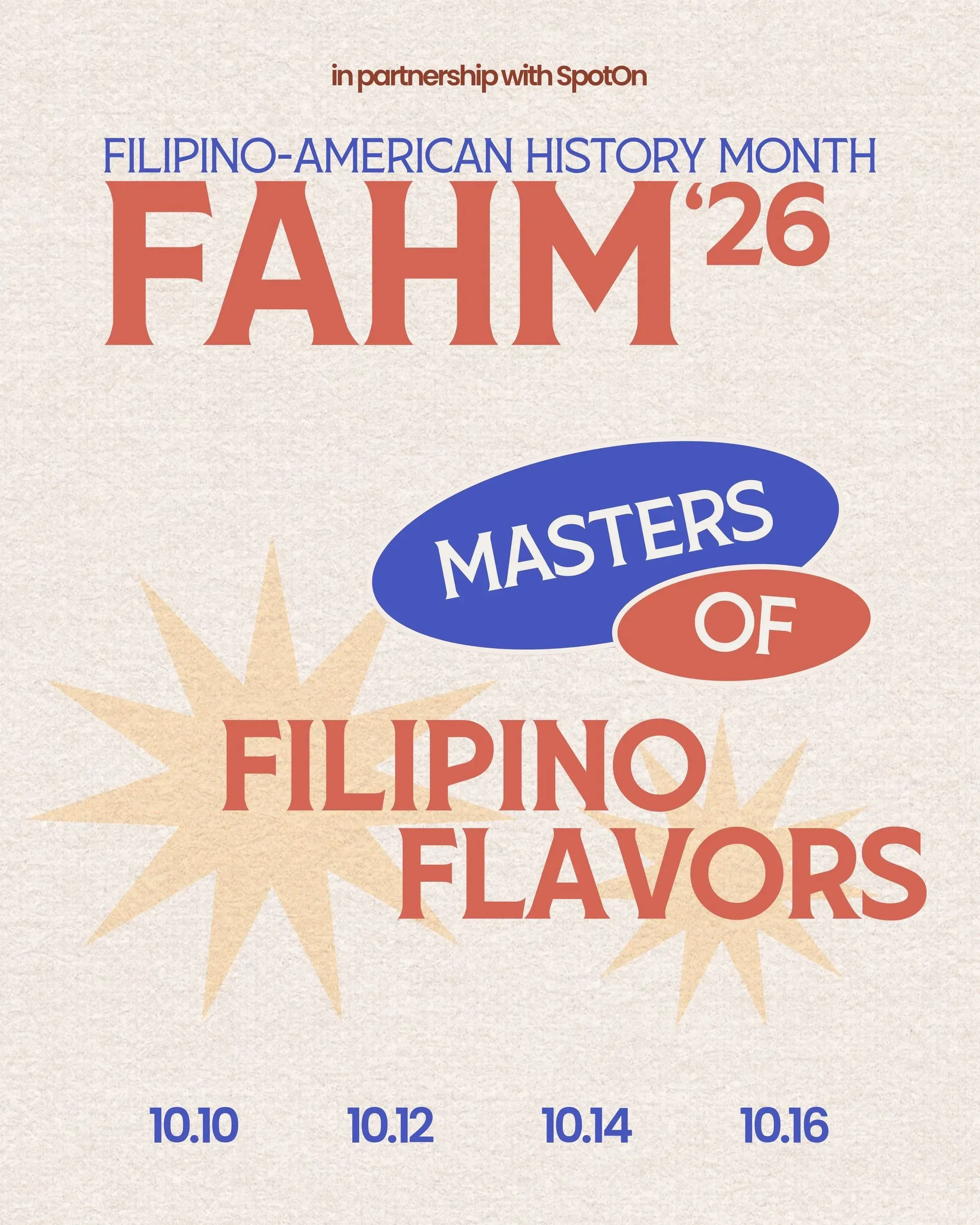 A flyer for Masters of Filipino Flavors, in partnership with SpotOn