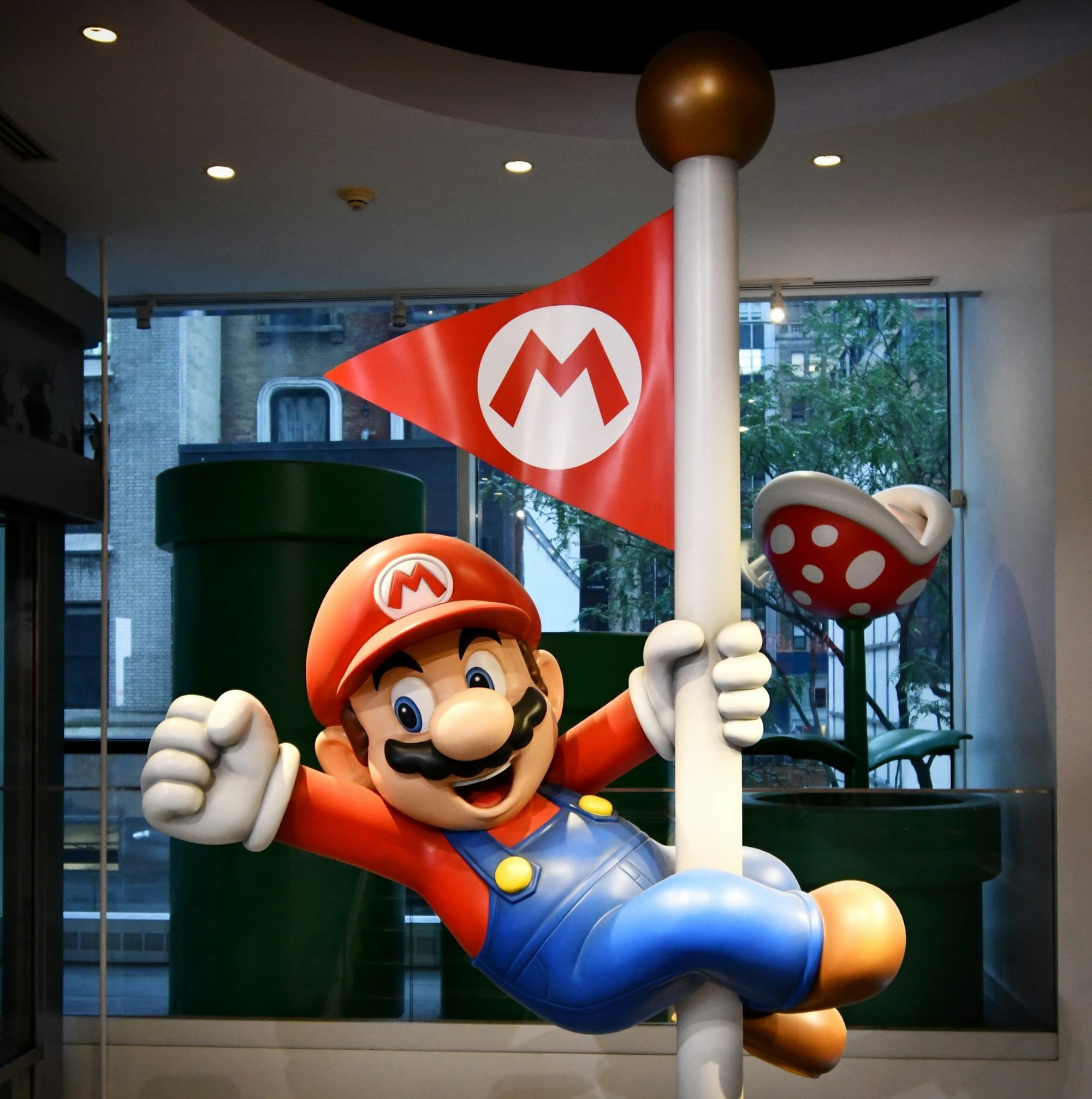 super mario holding m ms candy cane