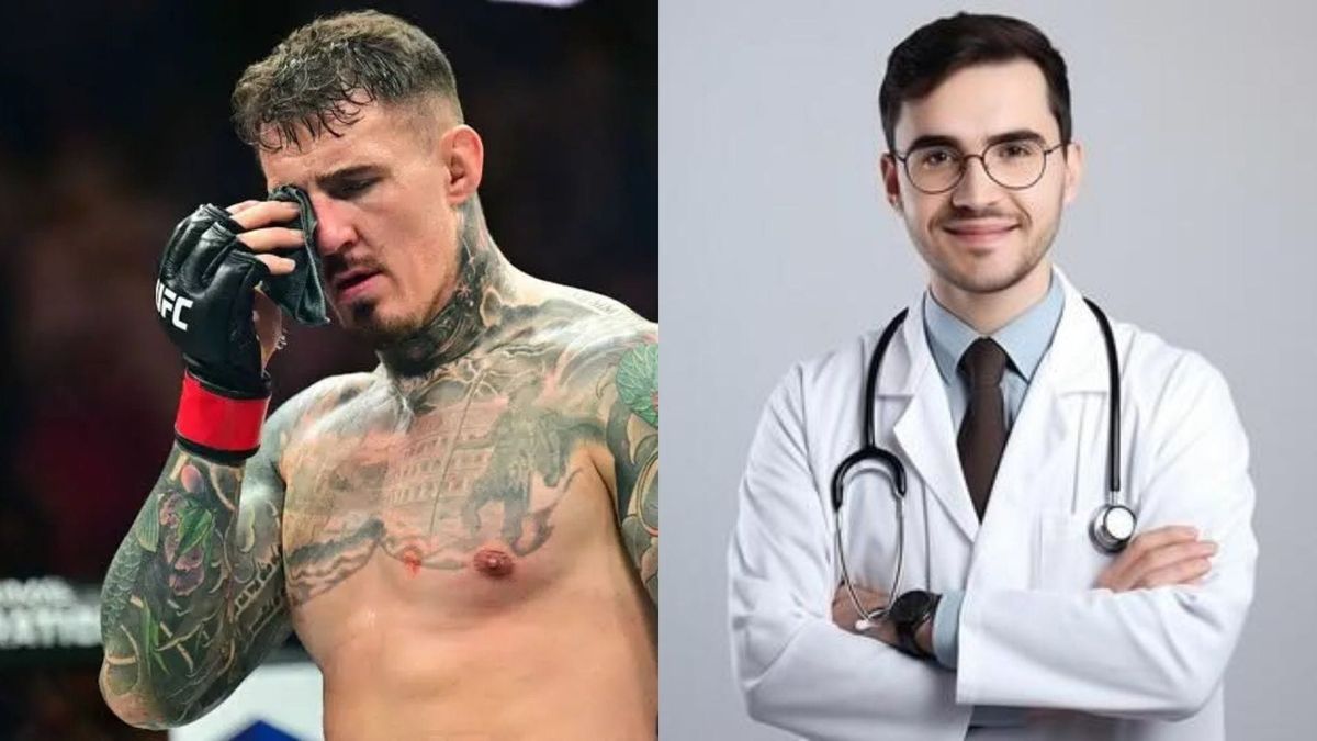 Tom Aspinall shows medical records.