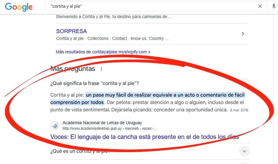 Cortita y al pie
