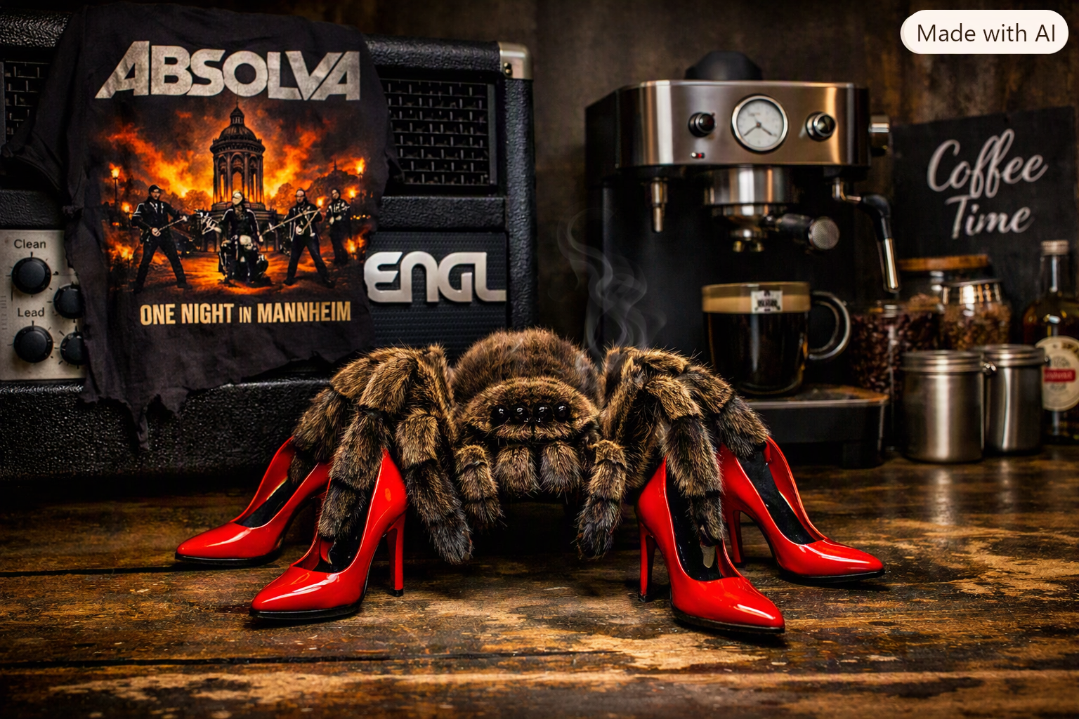 Stiletto heels and horny spiders