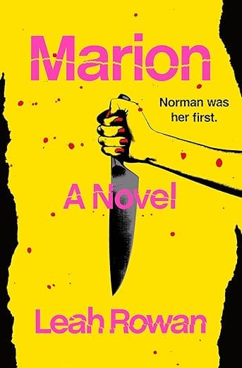 Bright yellow cover featuring a hand holding a knife, point-down. Tagline: Norman was her first.