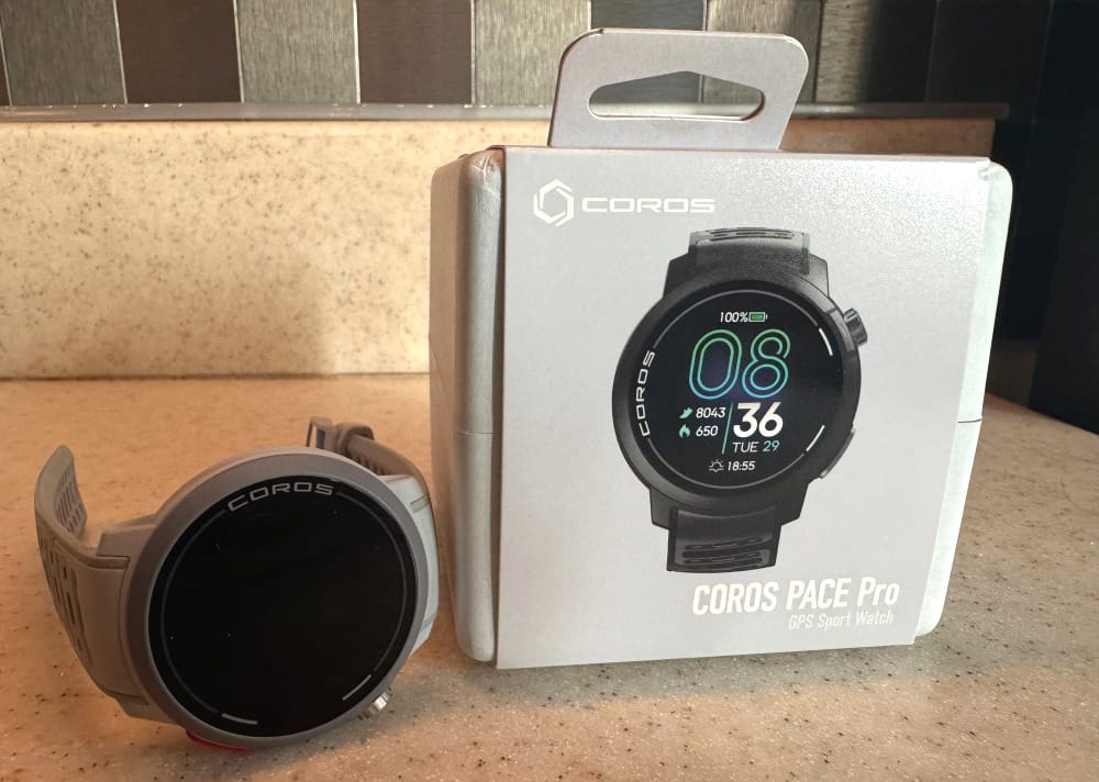 updated coros pace pro gps sport watch in a box next to its now out of date coros pace pro