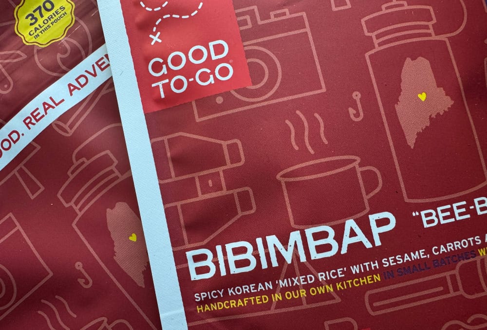 good to-go dehydrated meal's famous bibimbap single serve meals close up