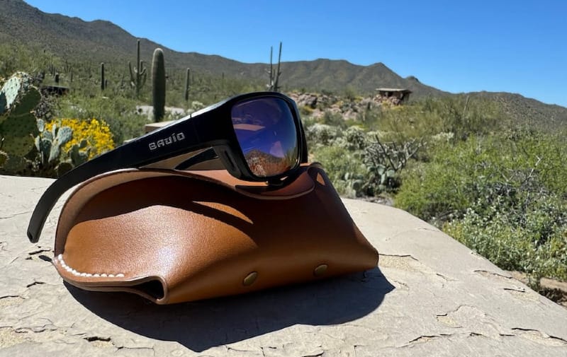 custom bajio sunglasses on a hike in the sonoran desert