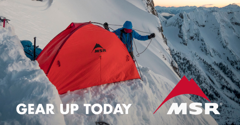 a banner about the 2025 sale on msr and outdoor gear by cascade designs for backpacking and hiking