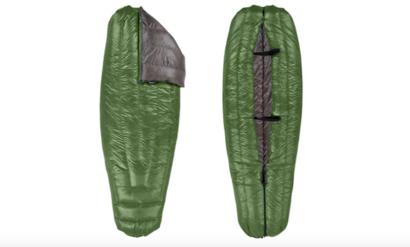 Stock photo of the Enlightened Equipment Revelation Quilt, highlighting its lightweight and adaptable design for ultralight backpacking and camping.