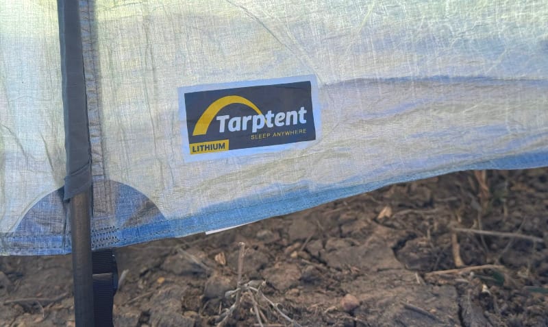 Close-up of the Tarptent logo on a tent, highlighting the brand's reputation for ultralight and durable backpacking shelters.