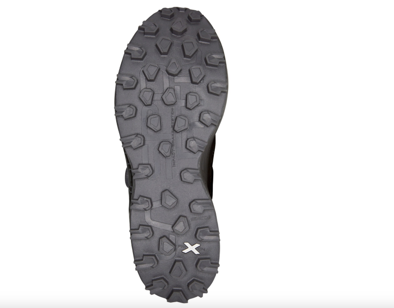  Close-up view of the La Sportiva Cyklon Cross GTX outsole showing deep, multidirectional lugs for winter traction.
