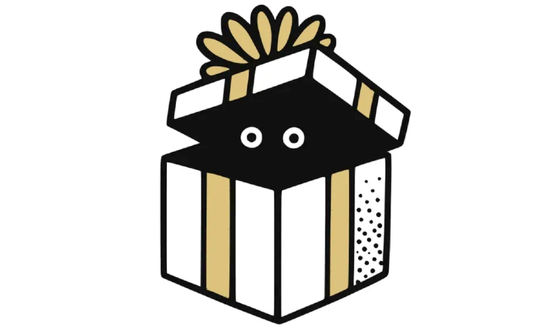 Illustration of a striped gift box with bow, symbolizing birthday discounts in Backcountry’s Summit Club.