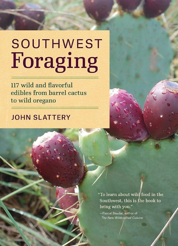 Cover of Southwest Foraging by John Slattery, featuring close-up prickly pear fruit on a cactus pad.