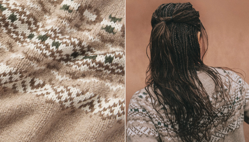 Peruvian artisan weaving alpaca yarn on a traditional loom for PAKA’s Heritage Collection, highlighting sustainable alpaca fiber and ethical craftsmanship in fashion.