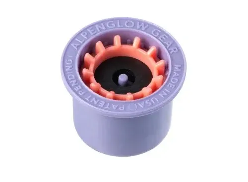 AlpenFlow fuel transfer valve by Alpenglow Gear used to transfer fuel between backpacking stove canisters