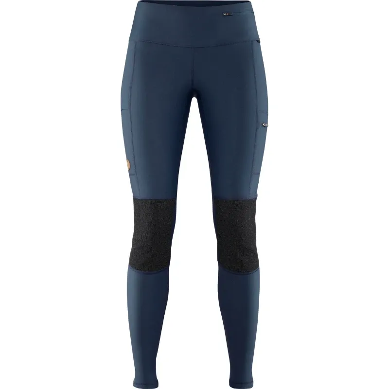 Product image of Fjallraven Abisko Trekking Tights highlighting reinforced knee fabric.