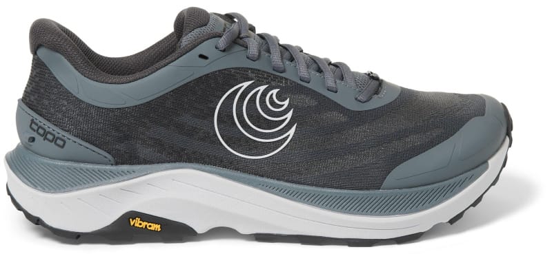 Topo Athletic Ultraventure 4 trail running shoe in a gray colorway, one of the best trail runners and hiking shoes for backpacking and long-distance hiking in 2026.