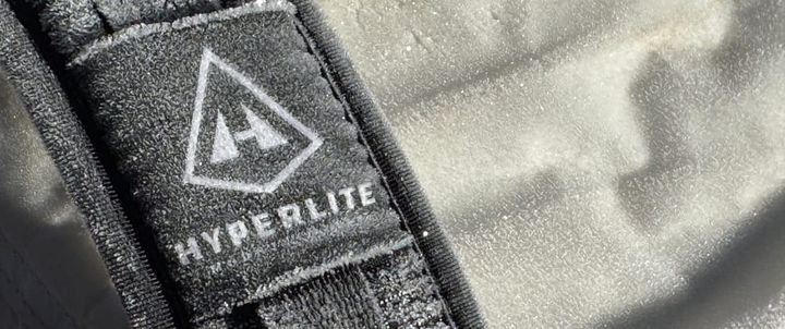 Close-up of a Hyperlite Mountain Gear ultralight backpack showing Dyneema fabric and sleek design, featured in the 2025 Black Friday sale.