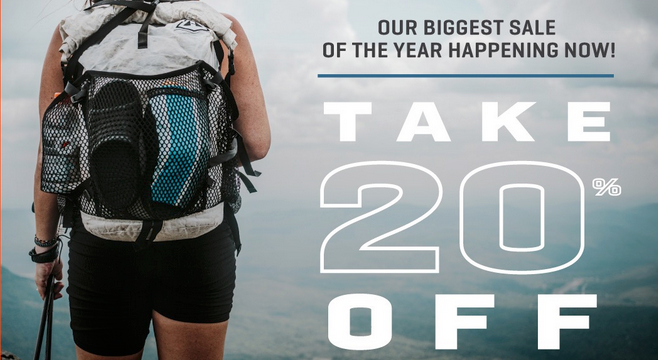 banner image promoting the Hyperlite Mountain Gear's BIGGEST SALE OF THE YEAR 2025 on ultralight gear