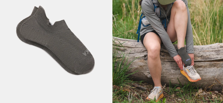 Close-up of PAKA Trail Ankle Socks showcasing their design and material blend.