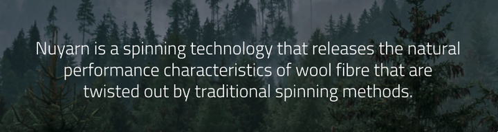 Andy Wynne, CEO and co-founder of Nuyarn, standing in a textile studio discussing the sustainable twist-free merino wool technology that redefines outdoor apparel.