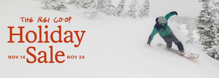 Mountain trail with Opt Outside, promoting the 2025 REI Gear Up & Get Out Sale with 20% off member coupons and early Black Friday deals.