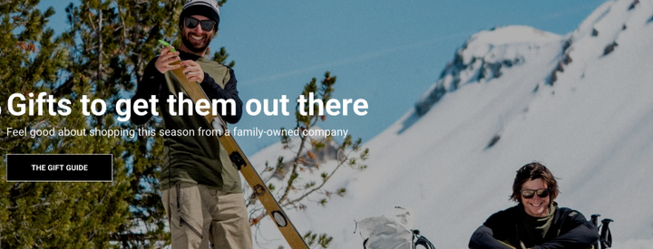 sale banner with two backcountry skiers in ridge merino gear on sale for 2025