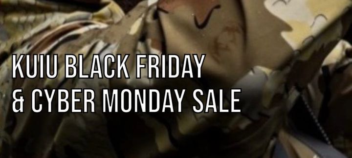 KUIU Black Friday and Cyber Monday Sale graphic featuring KUIU hunting gear.