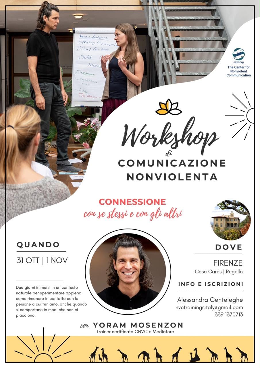 Locandina del workshop di comunicazione nonviolenta a Casa Cares