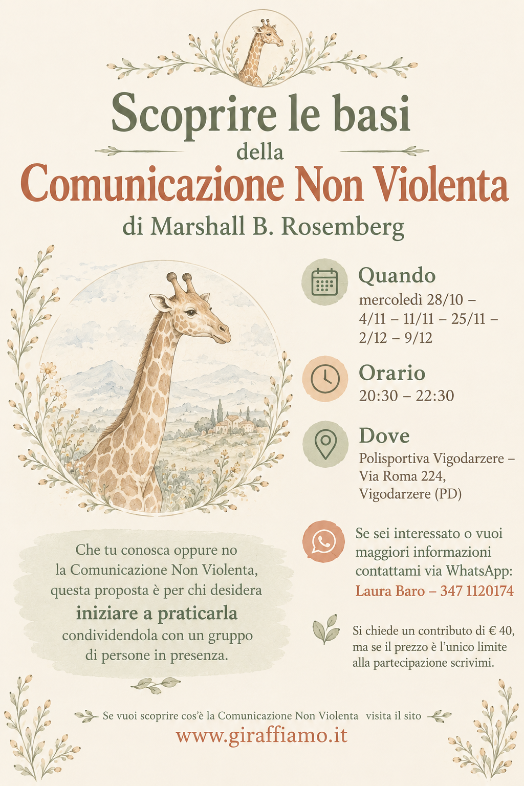 Locandina del corso base di Comunicazione Nonviolenta