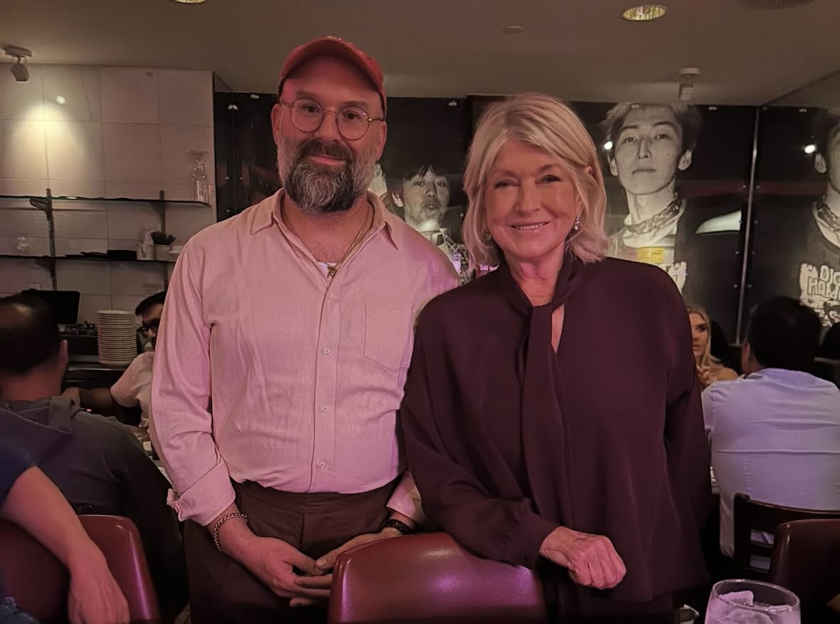 Jason Diamond, friend and author, beside Martha Stewart, famous star and documentary subject.