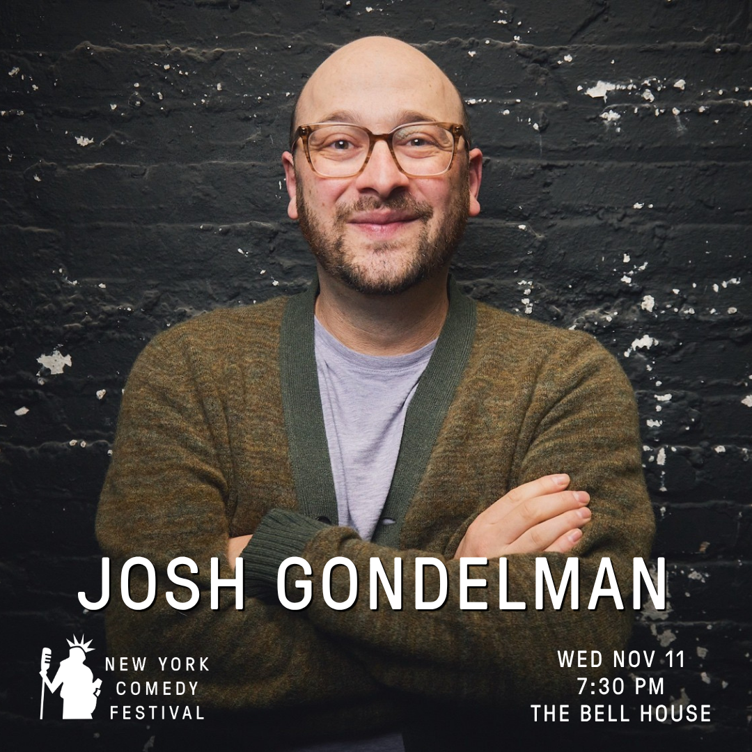 I'm wearing a sweater and crossing my arms in this NYCF promo poster advertising my 11/11 7:30pm show at the Bell House. It's on a Wednesday!
