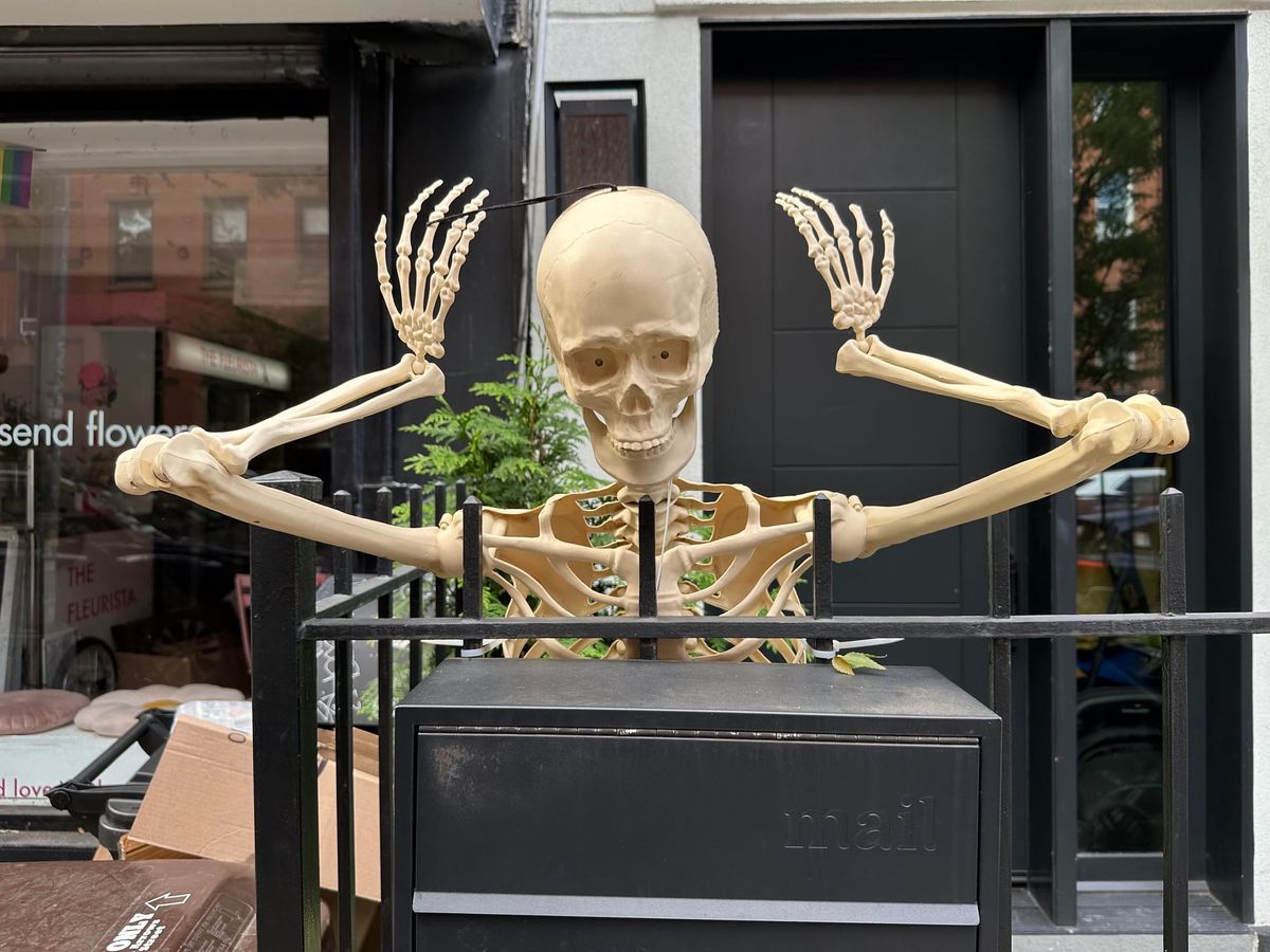 The lone skeleton decoration I've seen up so far.