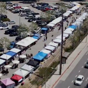 overhead photo of market tents