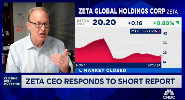 Zeta Global (NYSE: ZETA) CEO David Steinberg is Now Lying on CNBC About Zeta Global Consent Farms