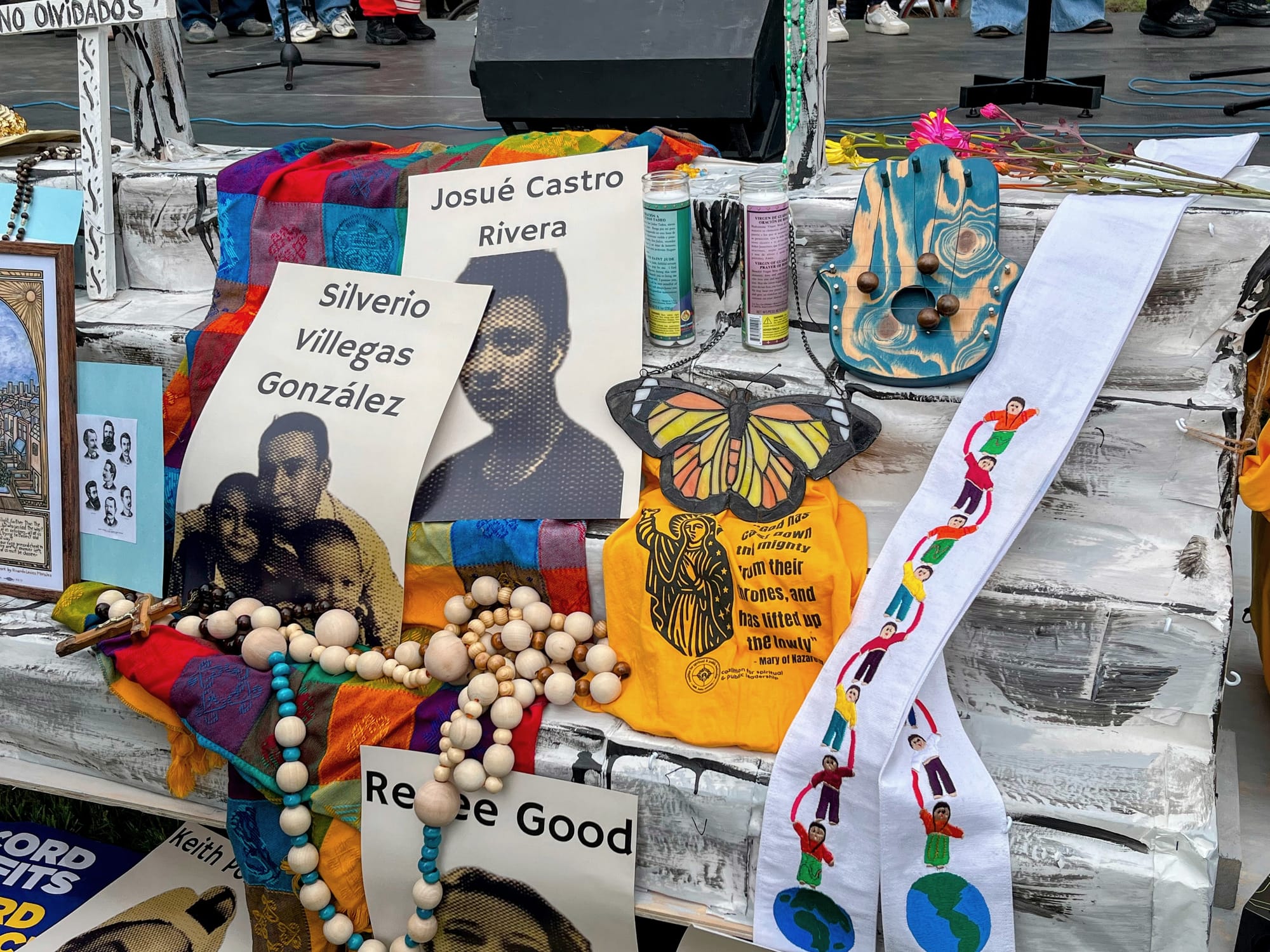 A shrine honors people killed and abducted by ICE.