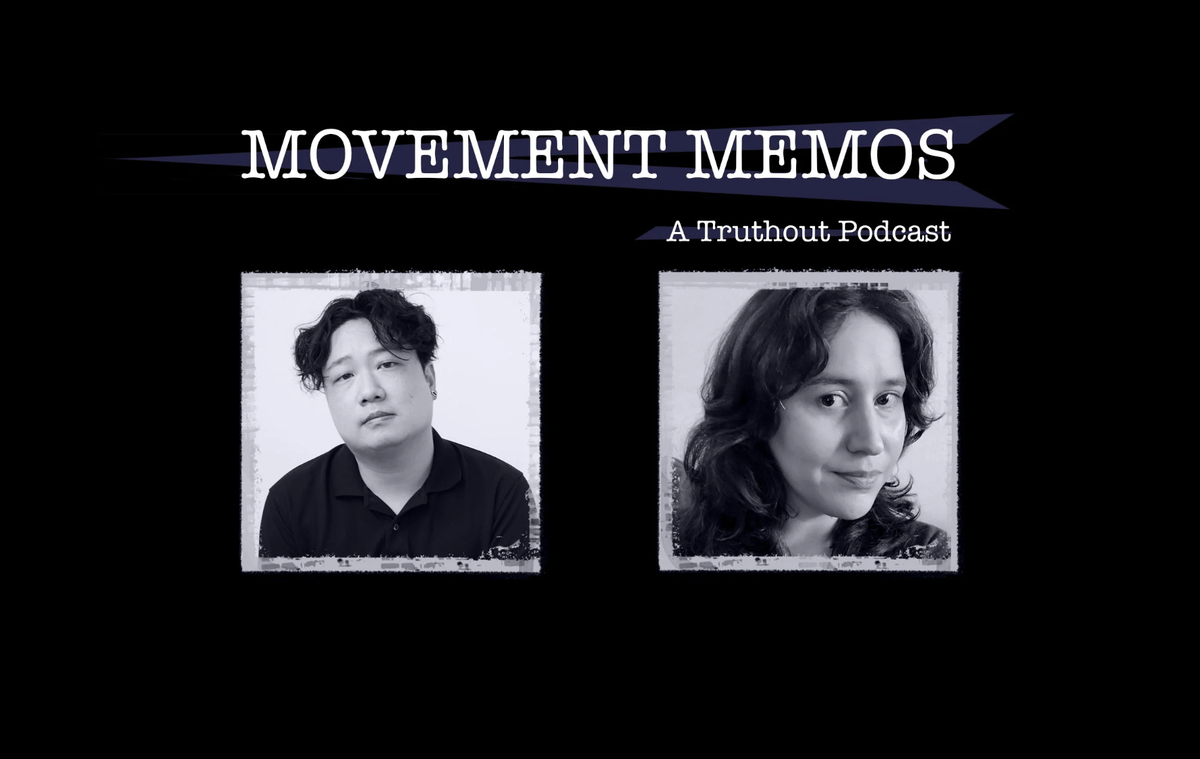 Photos of Kelly Hayes and Andree Lee beneath the Movement Memos podcast logo.