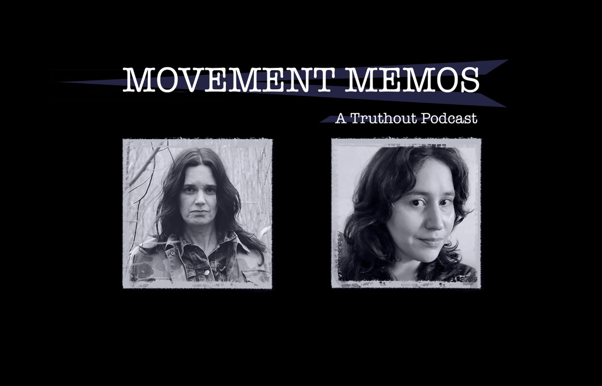 Photos of Kelly Hayes and Leanne Betasamosake Simpson beneath the Movement Memos podcast logo.