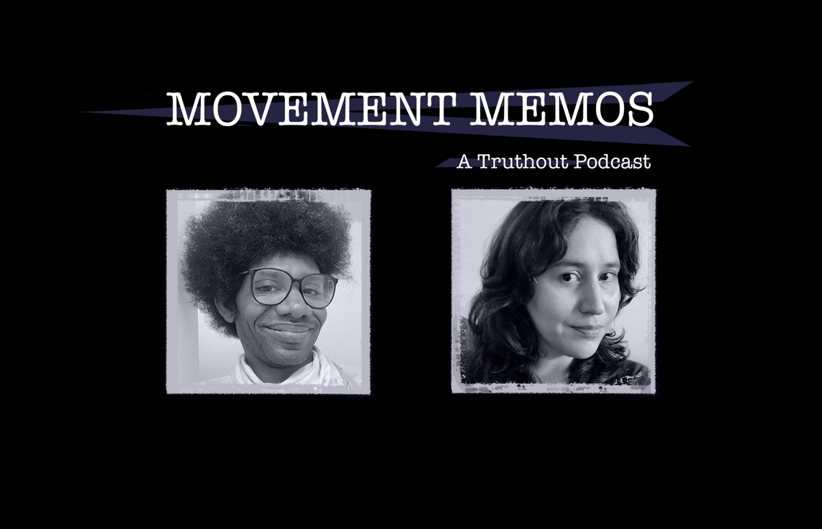 Photos of Kelly Hayes and Khury Peterson-Smith beneath the Movement Memos podcast logo.