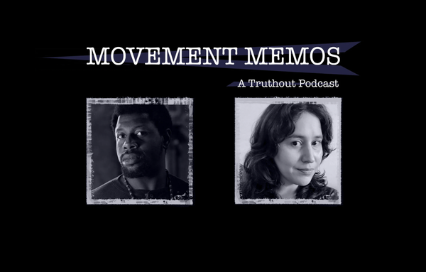 Photos of Kelly Hayes and Olúfẹ́mi O. Táíwò beneath the Movement Memos podcast logo.