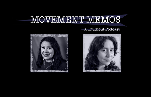 Photos of Kelly Hayes and Krystal Two Bulls beneath the Movement Memos podcast logo.