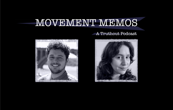 Photos of Kelly Hayes and Saul Levin beneath the Movement Memos podcast logo.