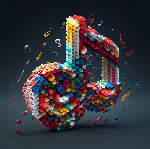 a musical note composed of legos