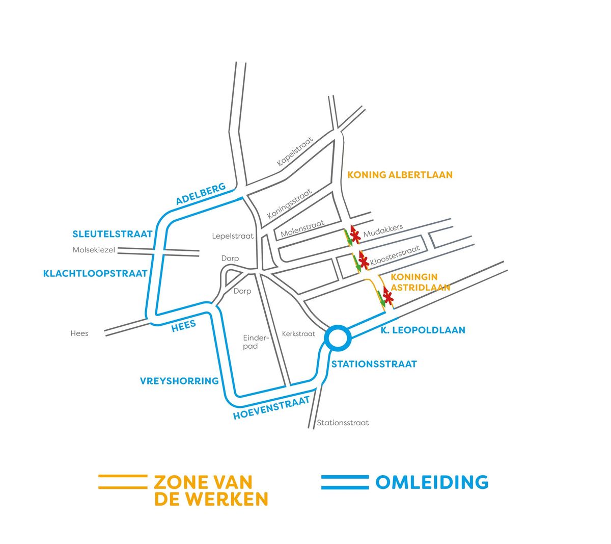 Verkeersomleiding in  Albertlaan en Astridlaan vanaf 20 september