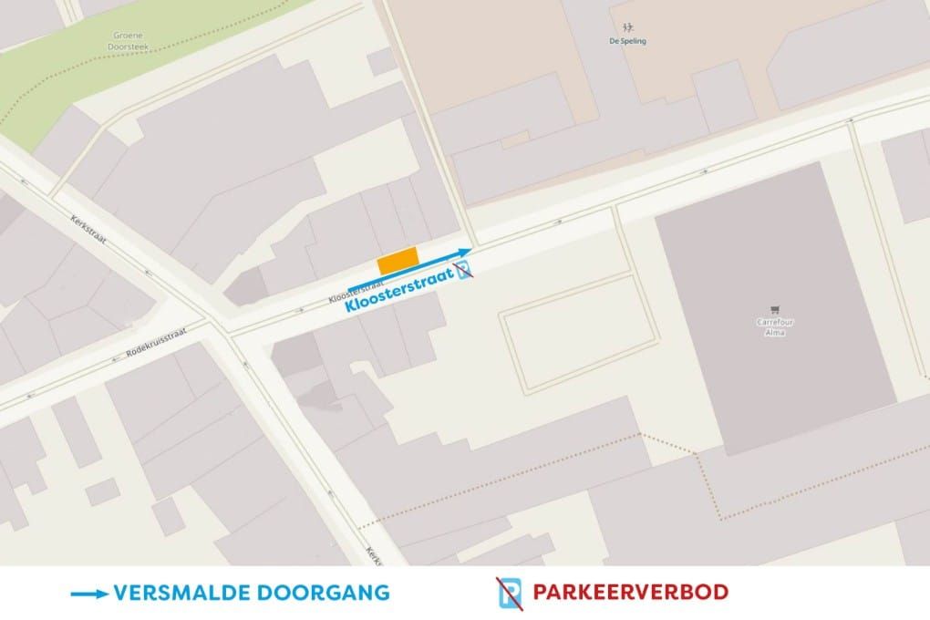 Terug doorgaand verkeer mogelijk in de Kloosterstraat
